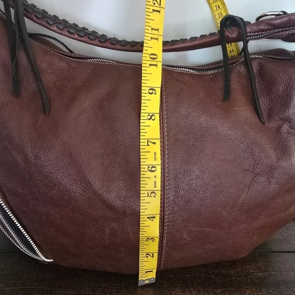 Borse In Pelle Brown Genuine Leather Hobo Crescent Shoulder Bag Fringe Italy - Picture 10 of 16